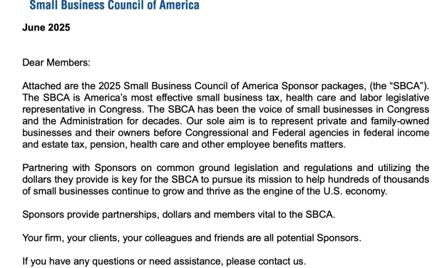 2025 Small Business Council of America Sponsor Packages